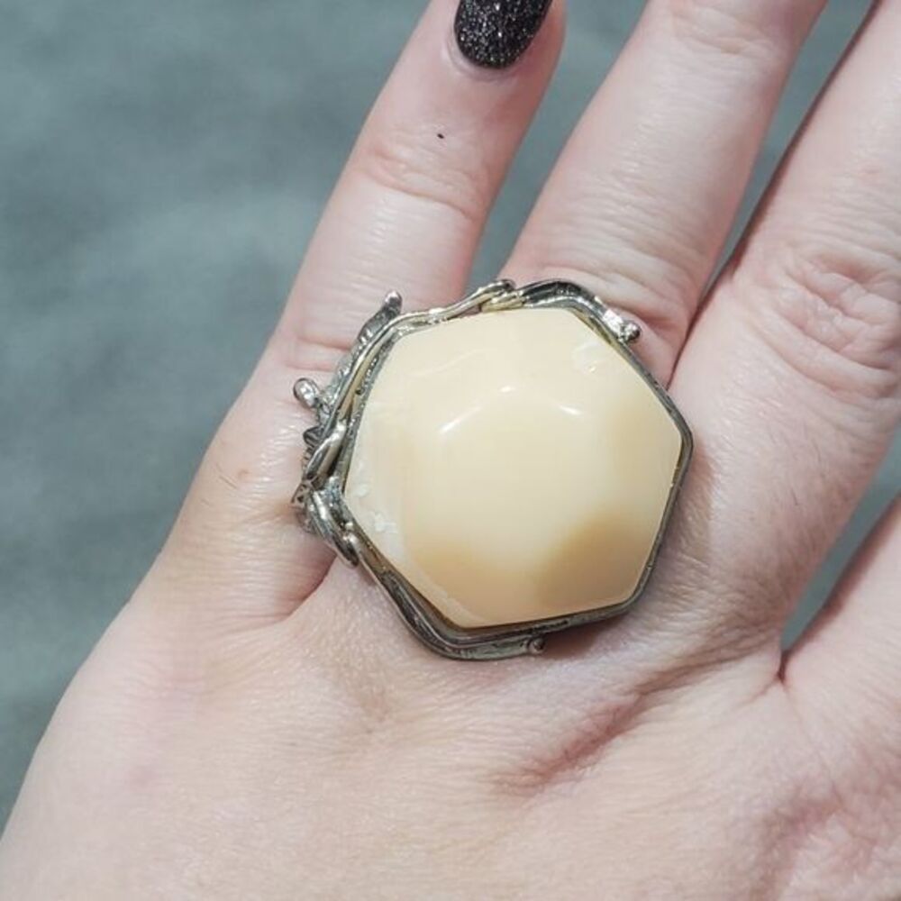 Large statement silver ring size 9